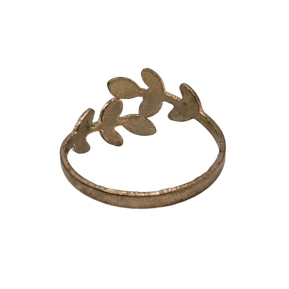 Handmade Gold-Toned Leaf Ring (Size 9.25, Adjustable)